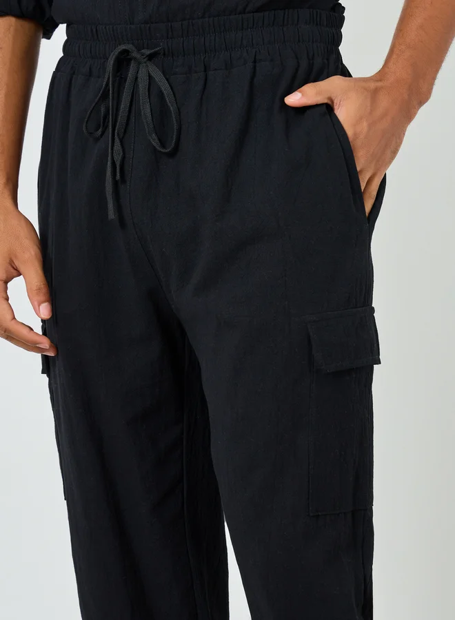 Take Two black Men Solid Pocket Detail Shirt and Pants Co-Ords for Men | Best Price UAE
